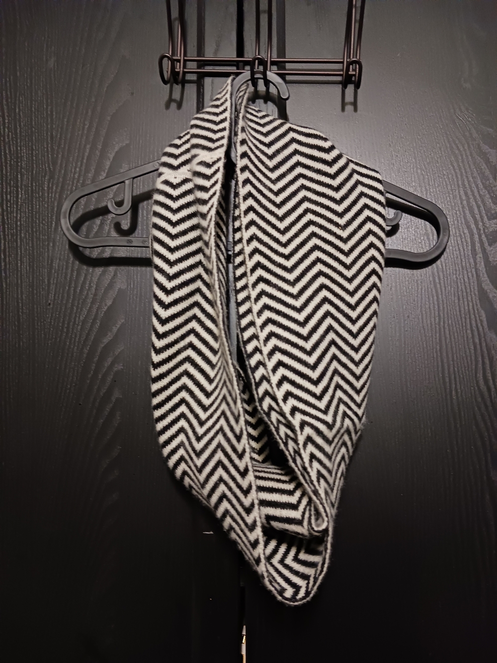 Black & White Chevron Knit Snood - Women Accessories Scarves & Wraps